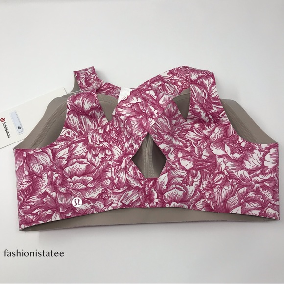NWT lululemon Enlite bra FBWR pink floral white - Picture 4 of 7